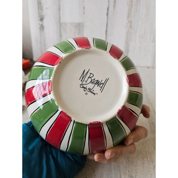 M bagwell serving bowl simply Xmas red green large salad party rare - Picture 5 of 7